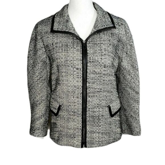 Lafayette 148 Black Ivory Sparkle Blazer Tweed Size 8 - Picture 1 of 7